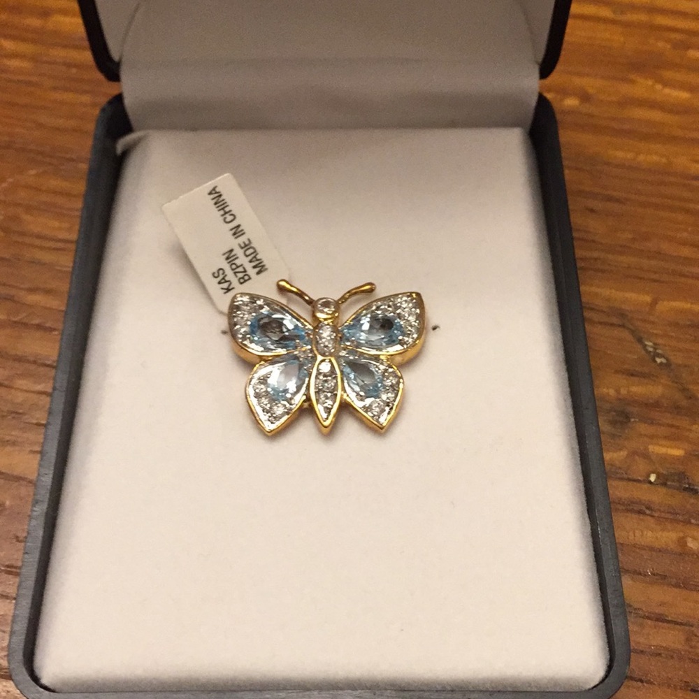 Genuine Blue Topaz Pin